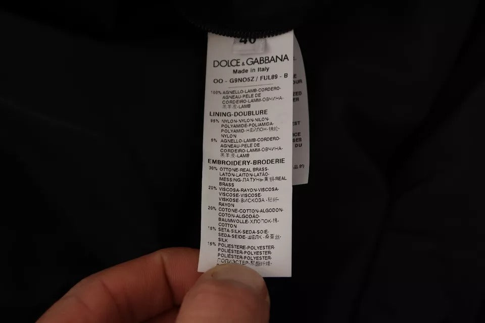 Dolce & Gabbana svart skinnjakke med hette