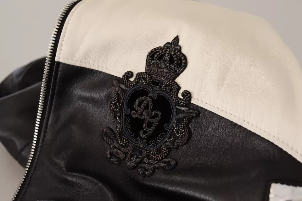 Dolce & Gabbana svart skinnjakke med hette