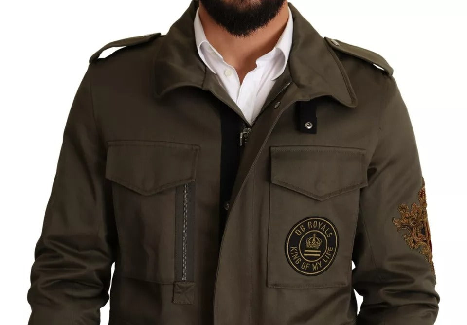 Dolce & Gabbana Grön Bomull DG Love Blouson Kappa Jacka