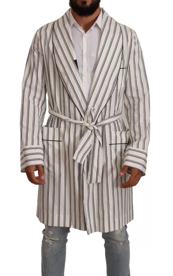 Dolce & Gabbana Vitrandig Bomullsrockkappa Omlottjacka