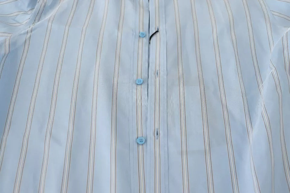 Dolce & Gabbana Blårandig Sidenskjorta med MARTINI-motiv
