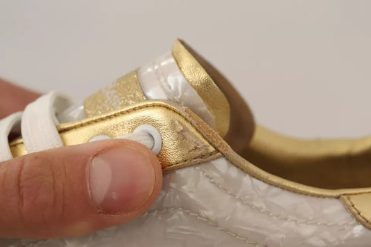 Dolce & Gabbana Hvite Portofino Perlemor Sneakers Fritidssko