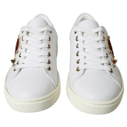 Dolce & Gabbana Hvite Portofino Sacred Heart Sneakers Damesko