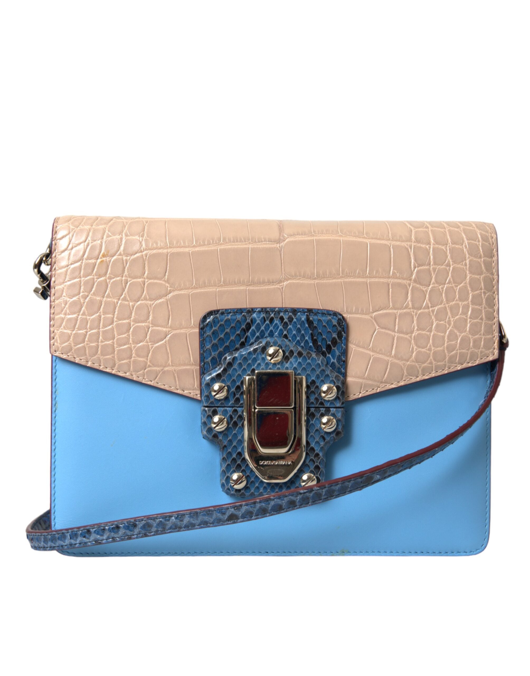 Blåbeige eksotisk skinn LUCIA crossbody-veske