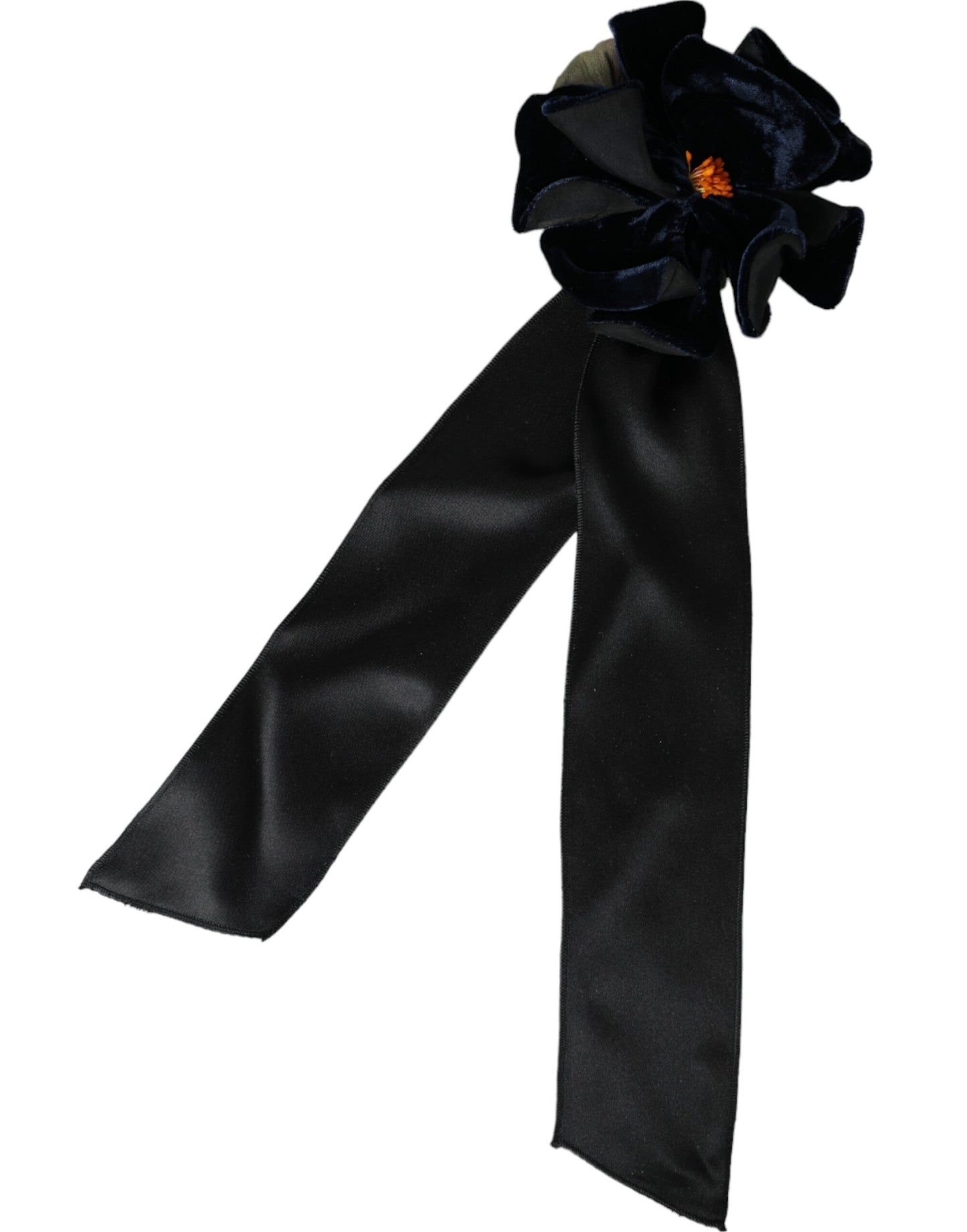 Dolce & Gabbana Svart Siden Guld Mässing Blommig Hårnål Brosch