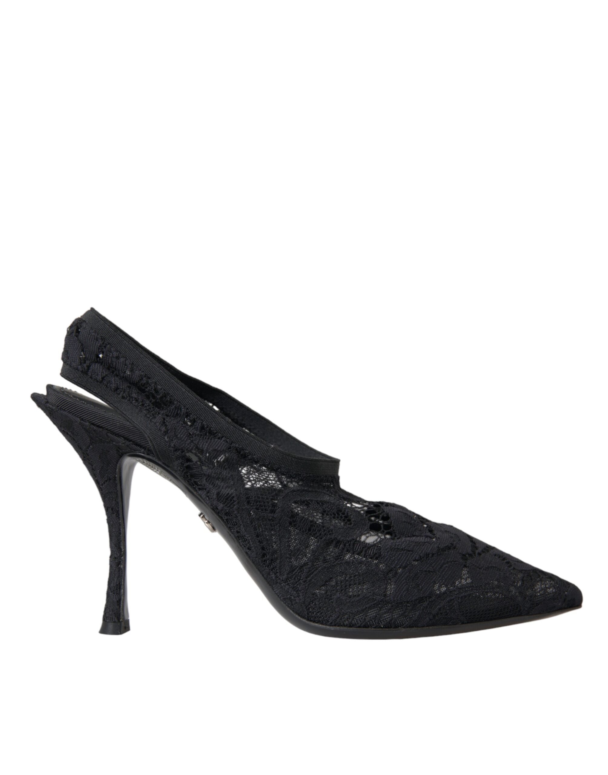 Svarte blonde stretchhæler slingbacks sko