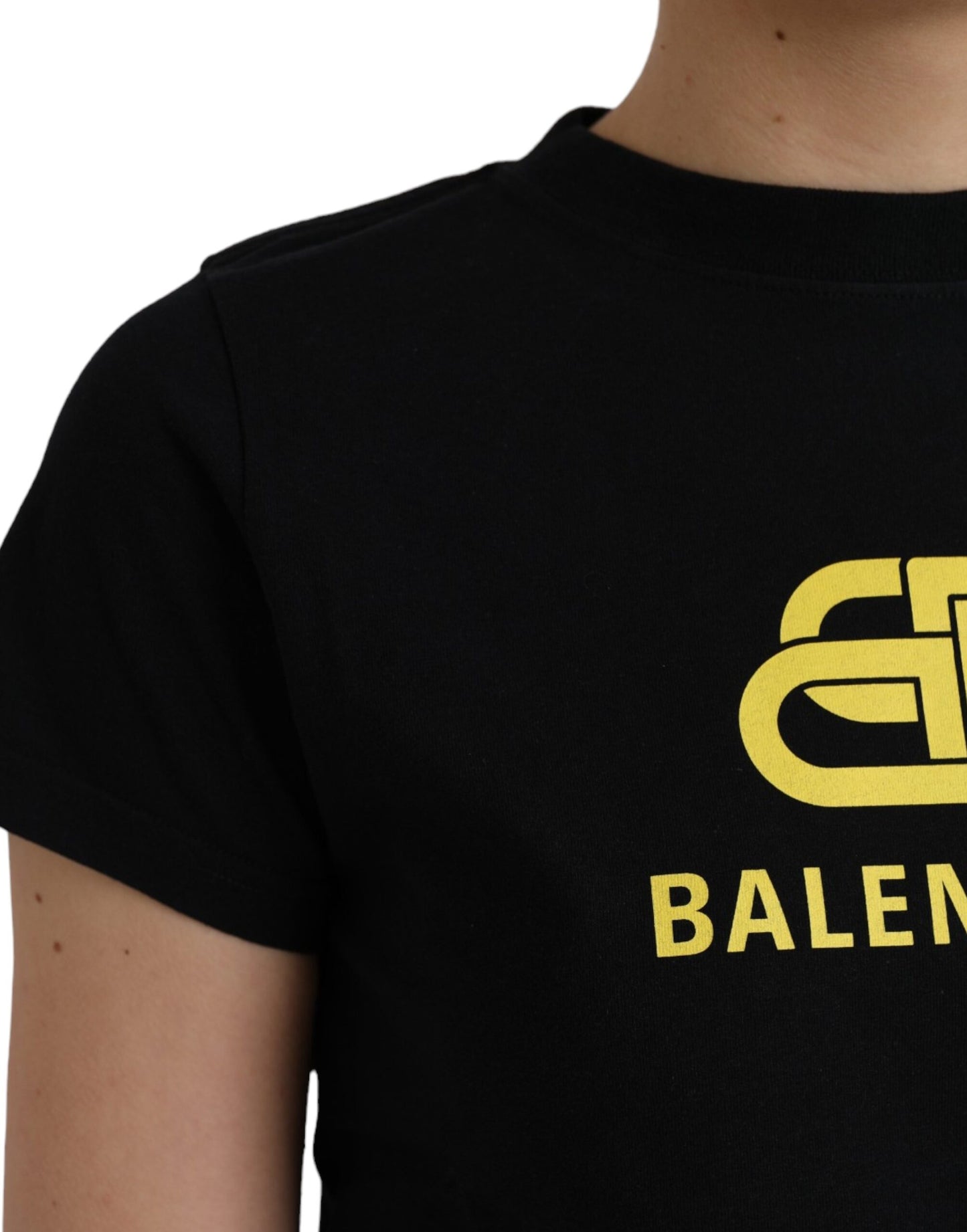 Balenciaga svart bomulls-t-shirt med logotyp och rund halsringning, korta ärmar