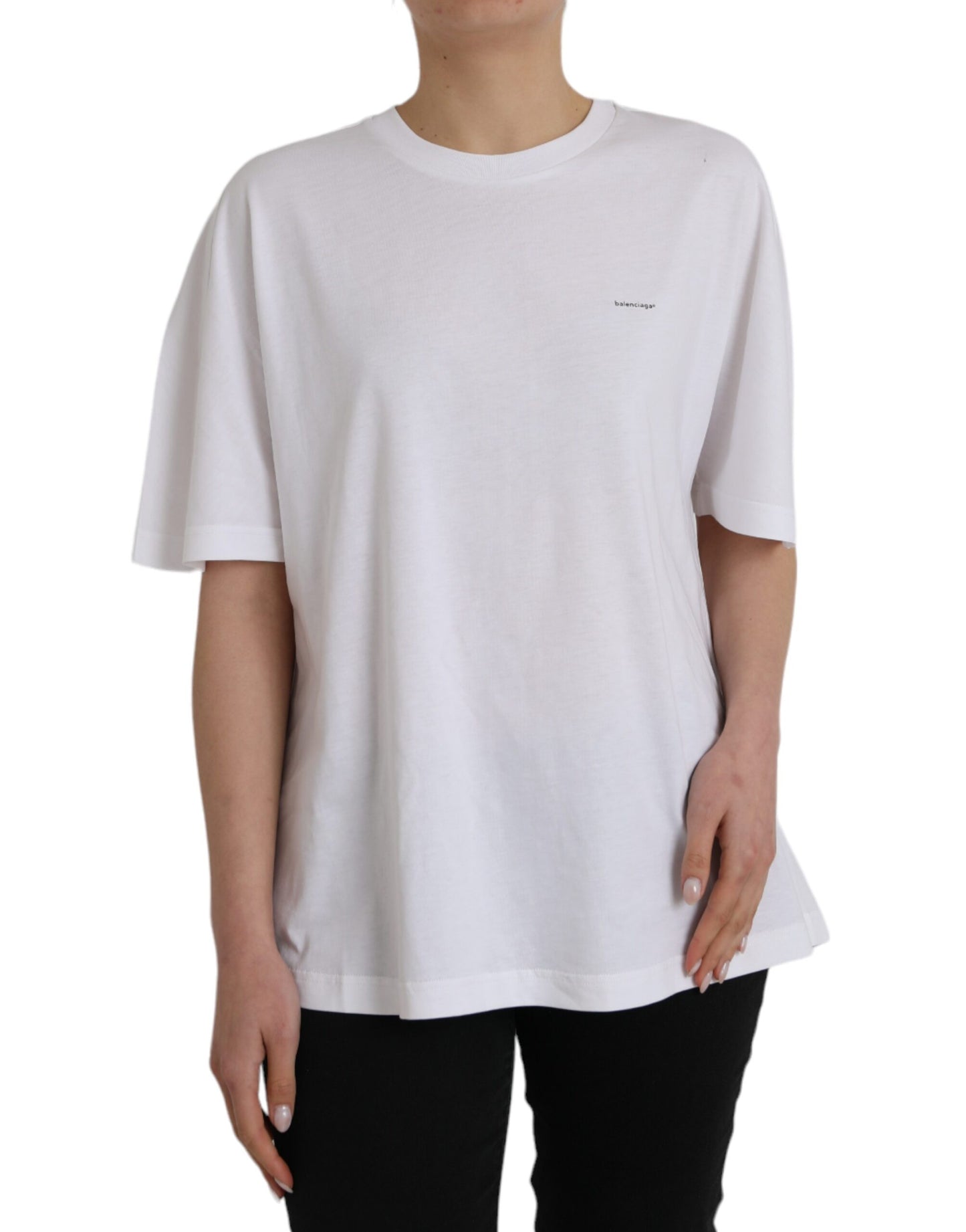 Balenciaga Vit Bomull Rund Halsad Kortärmad T-shirt