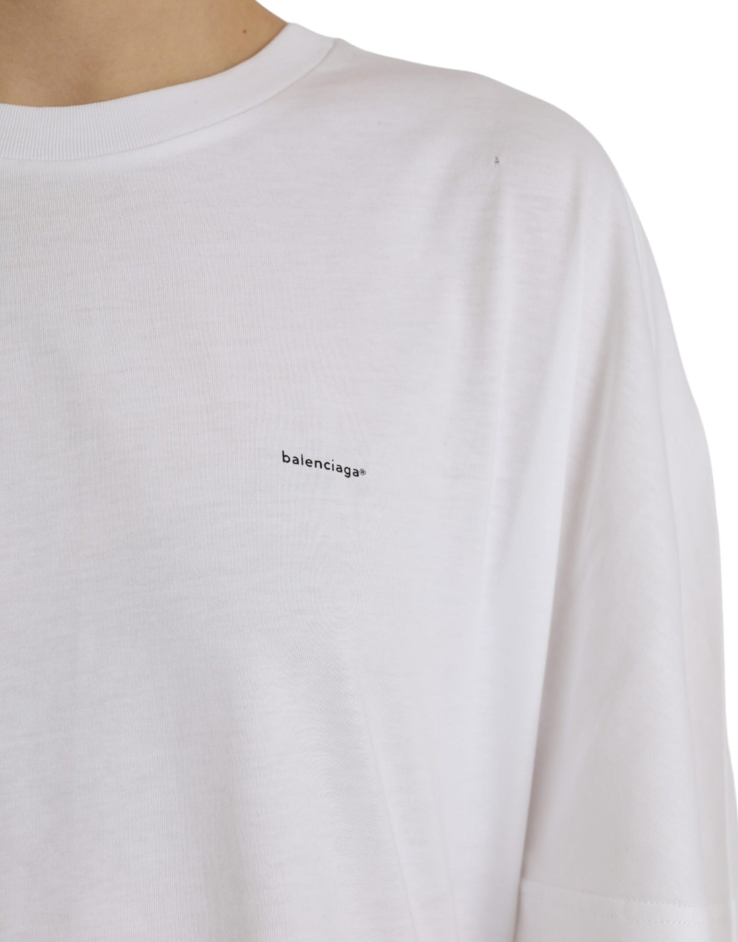 Balenciaga Vit Bomull Rund Halsad Kortärmad T-shirt