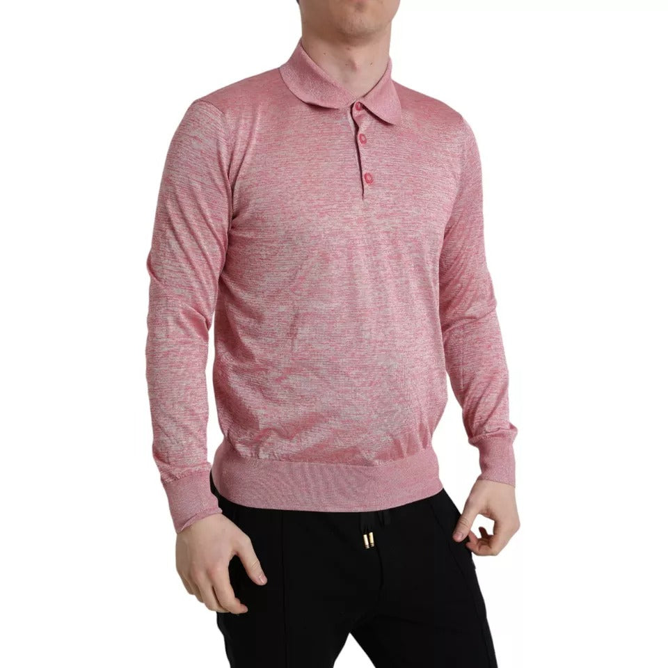 Dolce & Gabbana Rosa Polyesterkrage Herrtröja