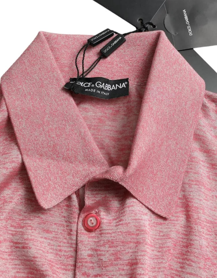 Dolce & Gabbana Rosa Polyesterkrage Herrtröja