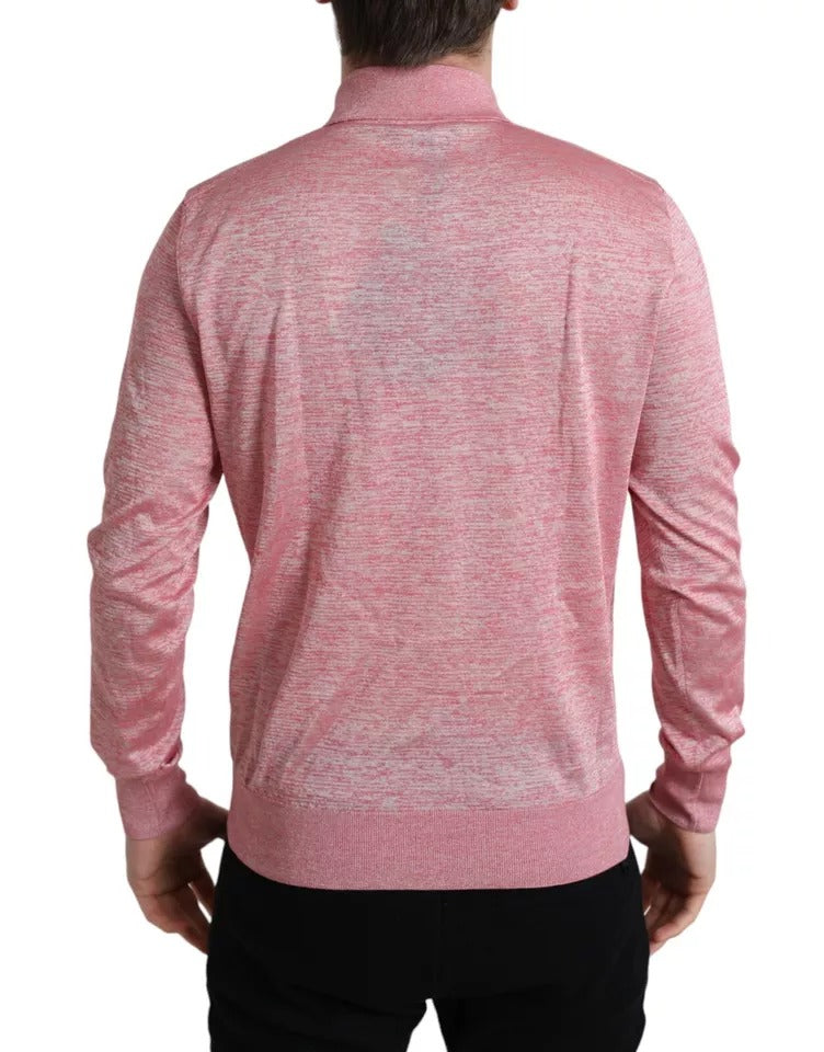 Dolce & Gabbana Rosa Polyesterkrage Herrtröja