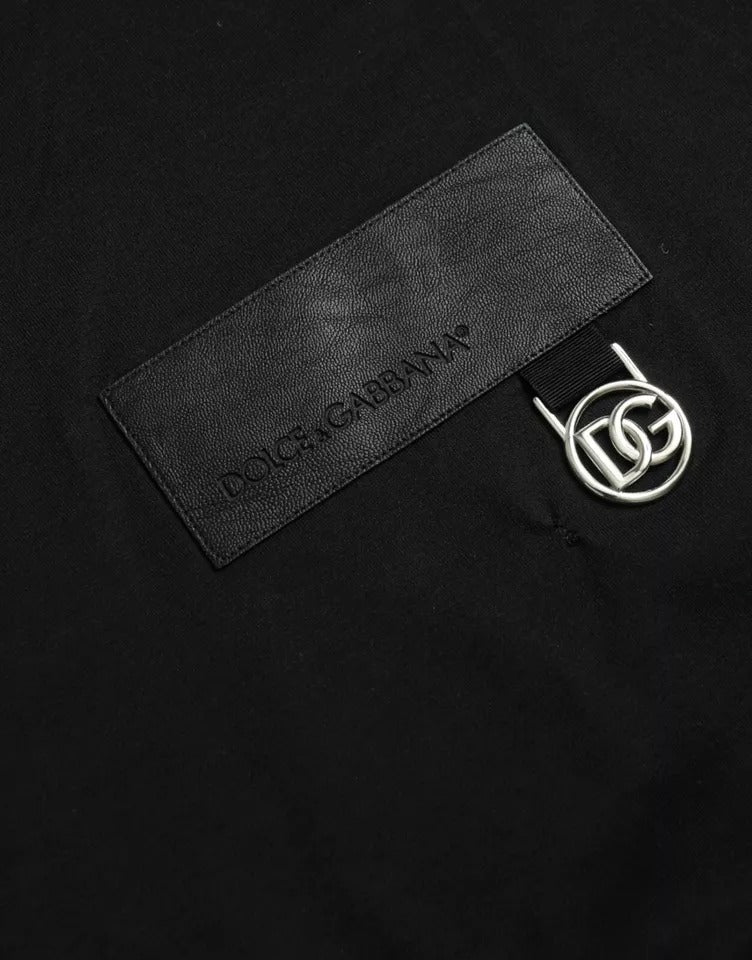 Dolce & Gabbana svart t-shirt i bomull med rund hals och logotypmärke