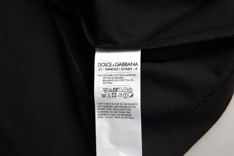 Dolce & Gabbana svart t-shirt i bomull med rund hals och logotypmärke