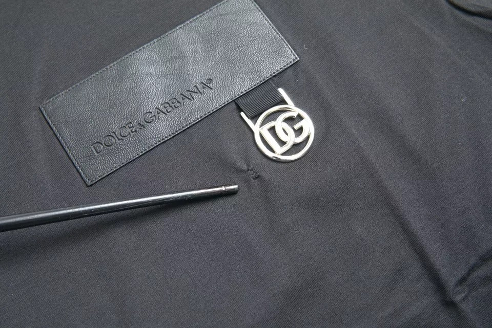Dolce & Gabbana svart t-shirt i bomull med rund hals och logotypmärke