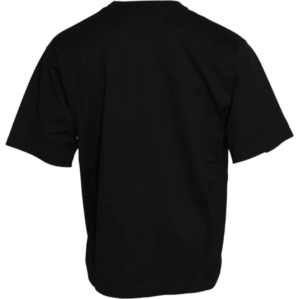 Dolce & Gabbana svart t-shirt i bomull med rund hals och logotypmärke