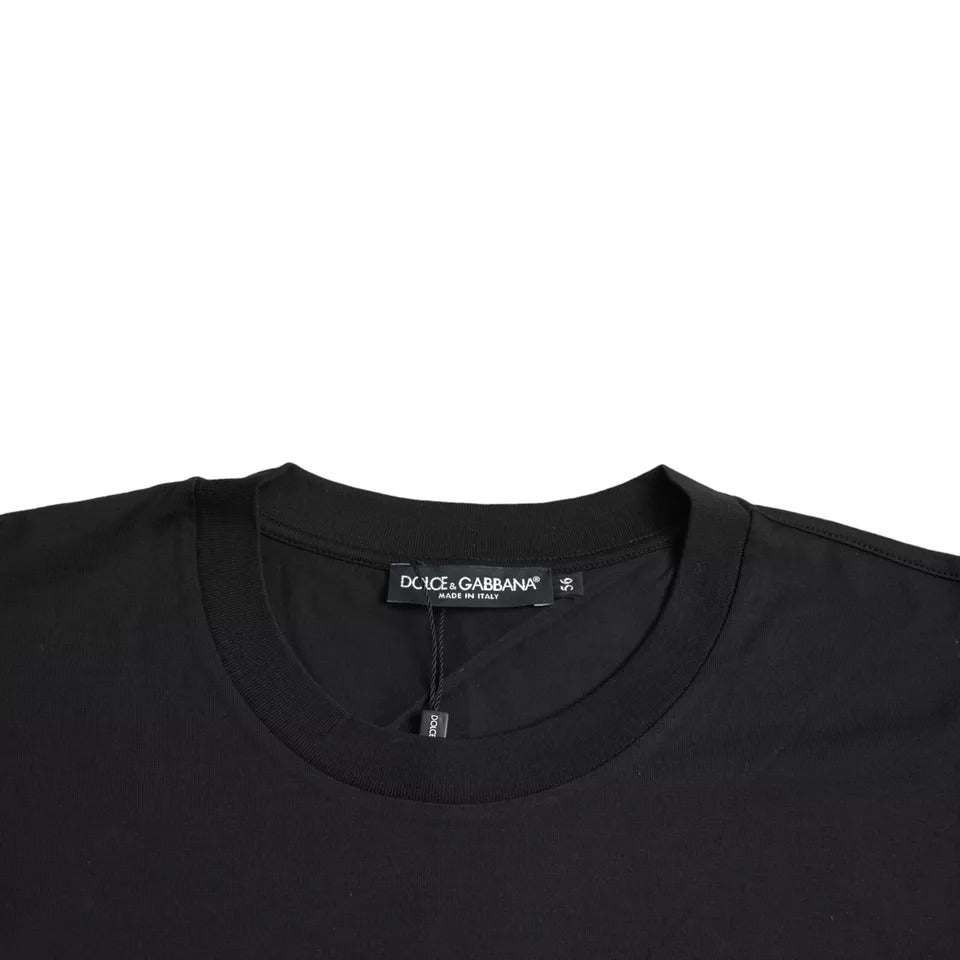 Dolce & Gabbana svart t-shirt i bomull med rund hals och logotypmärke