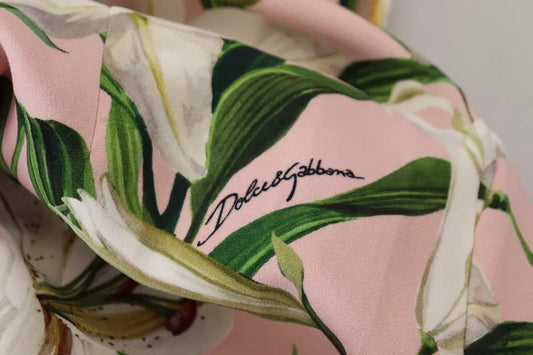 Dolce & Gabbana Rosa Lily Viskosklänning Med Återfästning Knälång