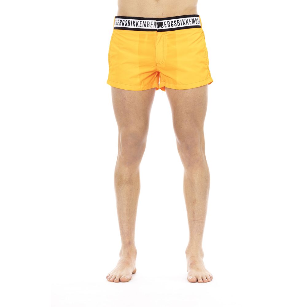 Orange polyamid herr badshorts