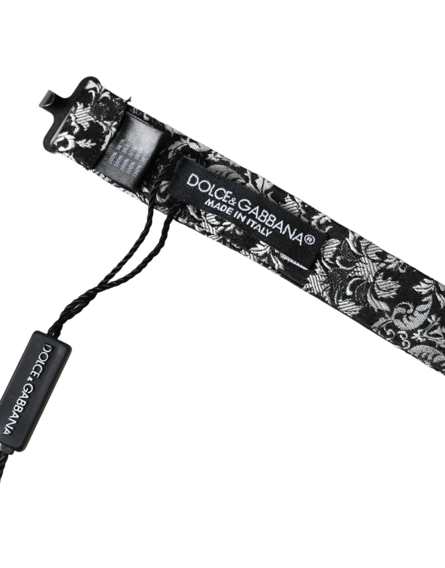 Dolce & Gabbana Svart Blomster Silke Justerbar Hals Herresløyfe