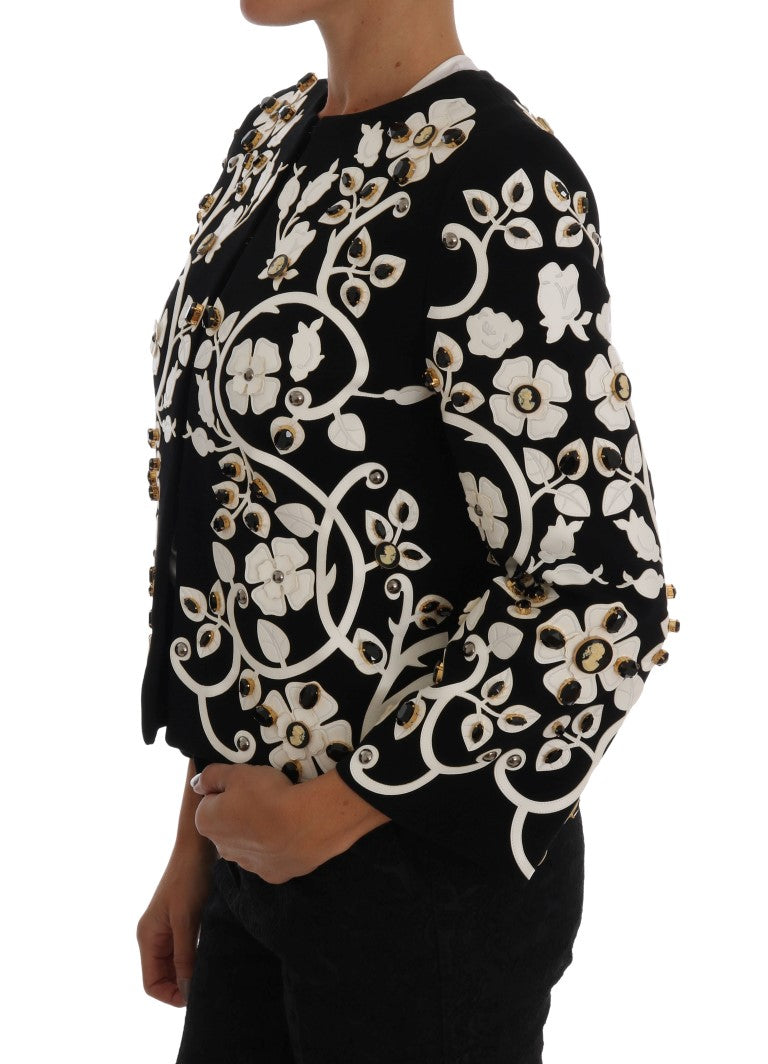 Dolce & Gabbana svart barock blommig kristalljacka