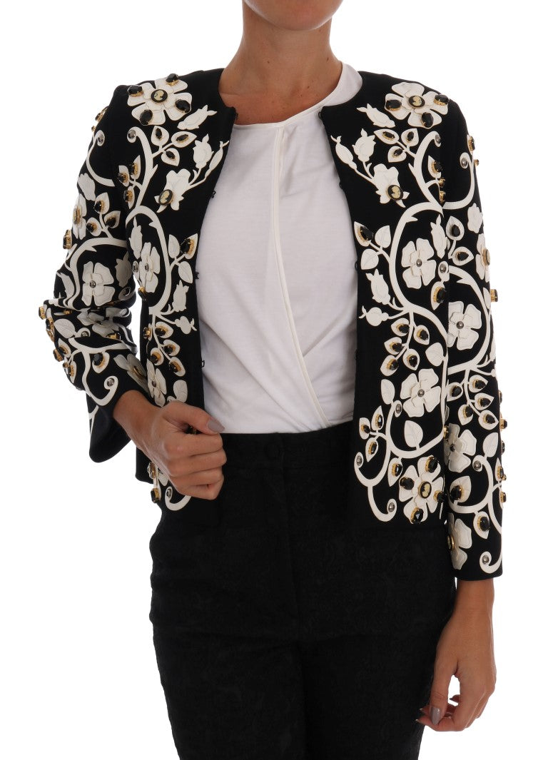 Dolce & Gabbana svart barock blommig kristalljacka