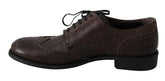 Dolce & Gabbana Brown Leather Brogue Derby Dress Shoes