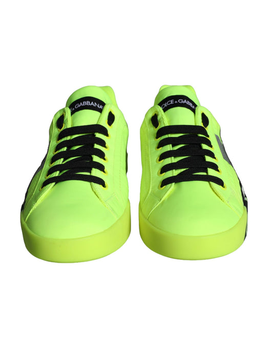 Dolce & Gabbana Neon Green Logo Tape Låga Sneakers Skor