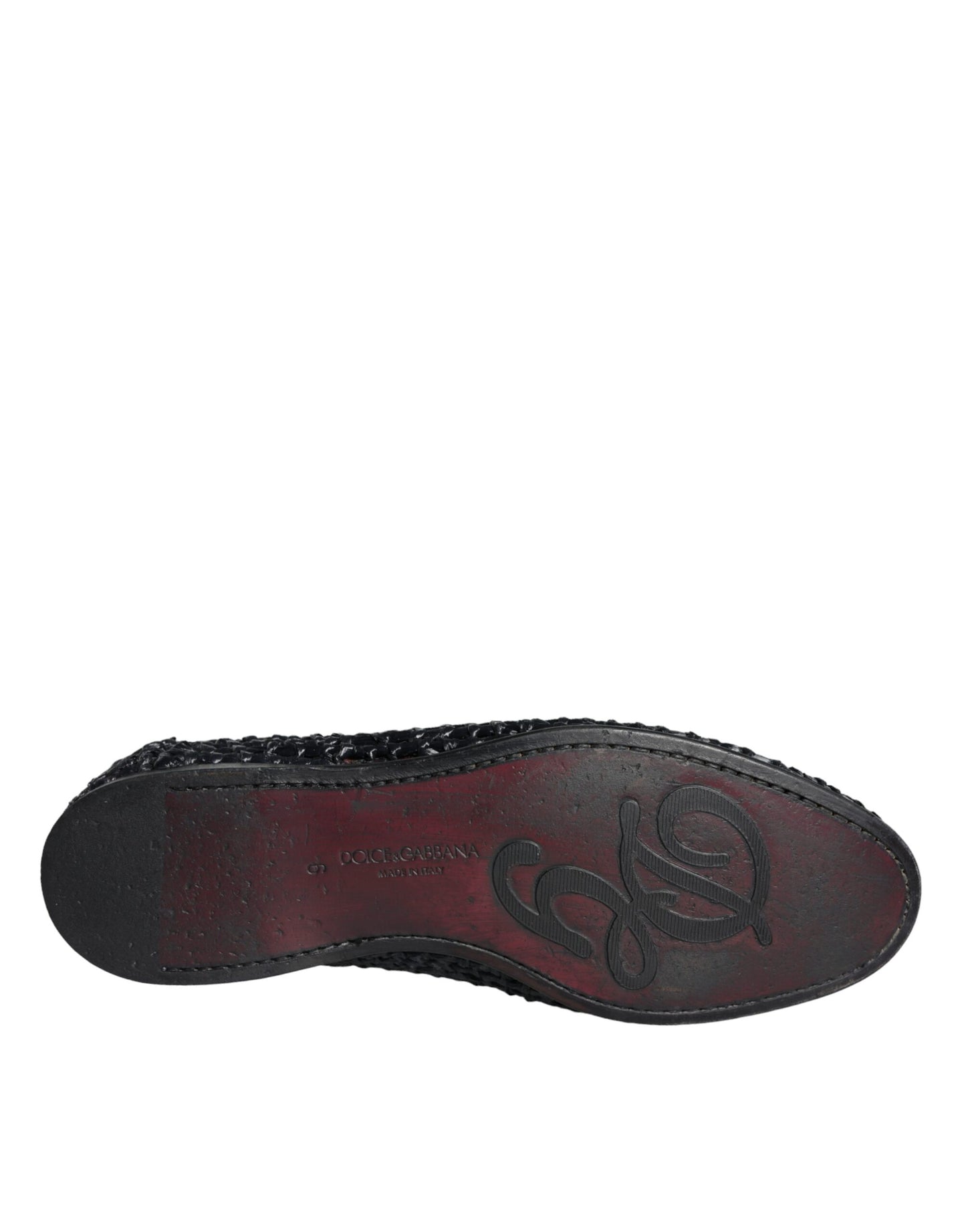 Dolce & Gabbana Svarte Vevde Raffia Slip On Loafers Herresko