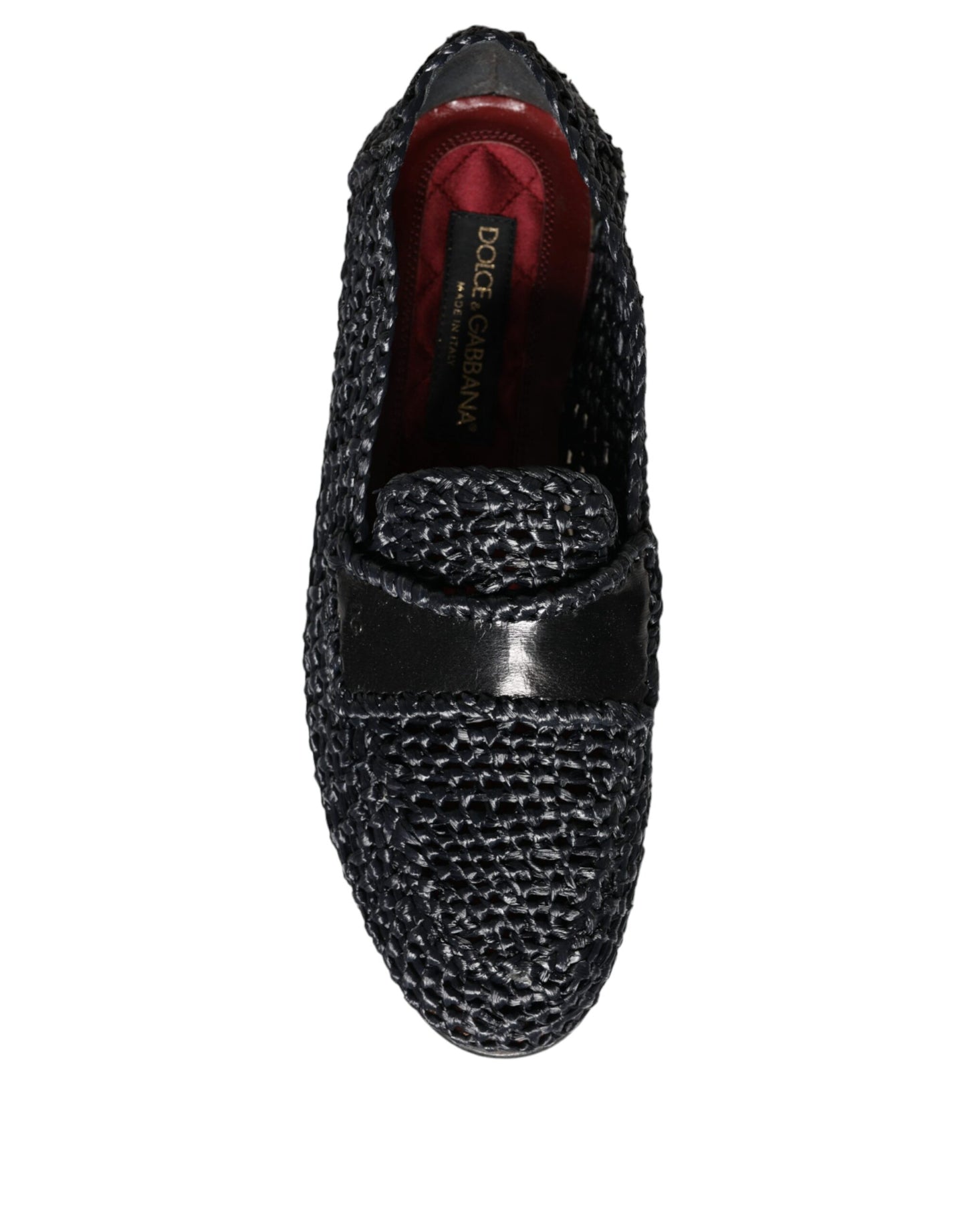 Dolce & Gabbana Svarte Vevde Raffia Slip On Loafers Herresko