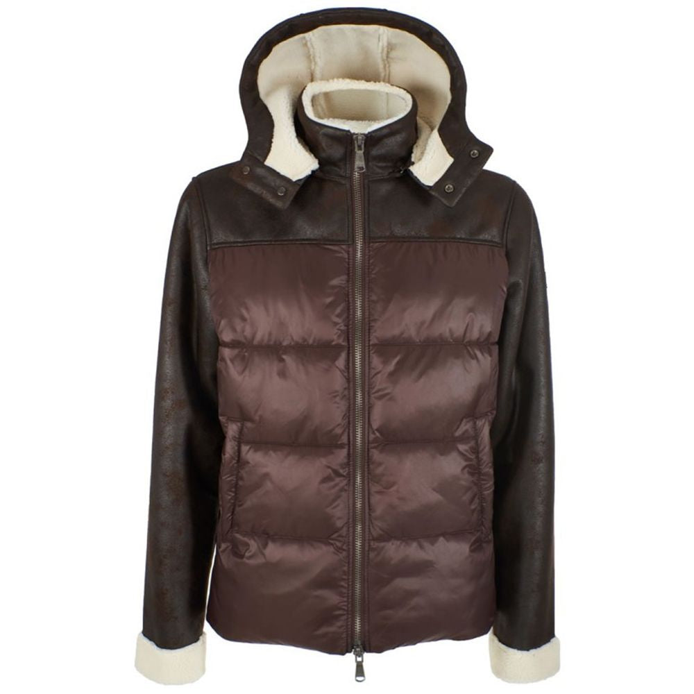 Yes Zee brun nylon vattert herrejakke