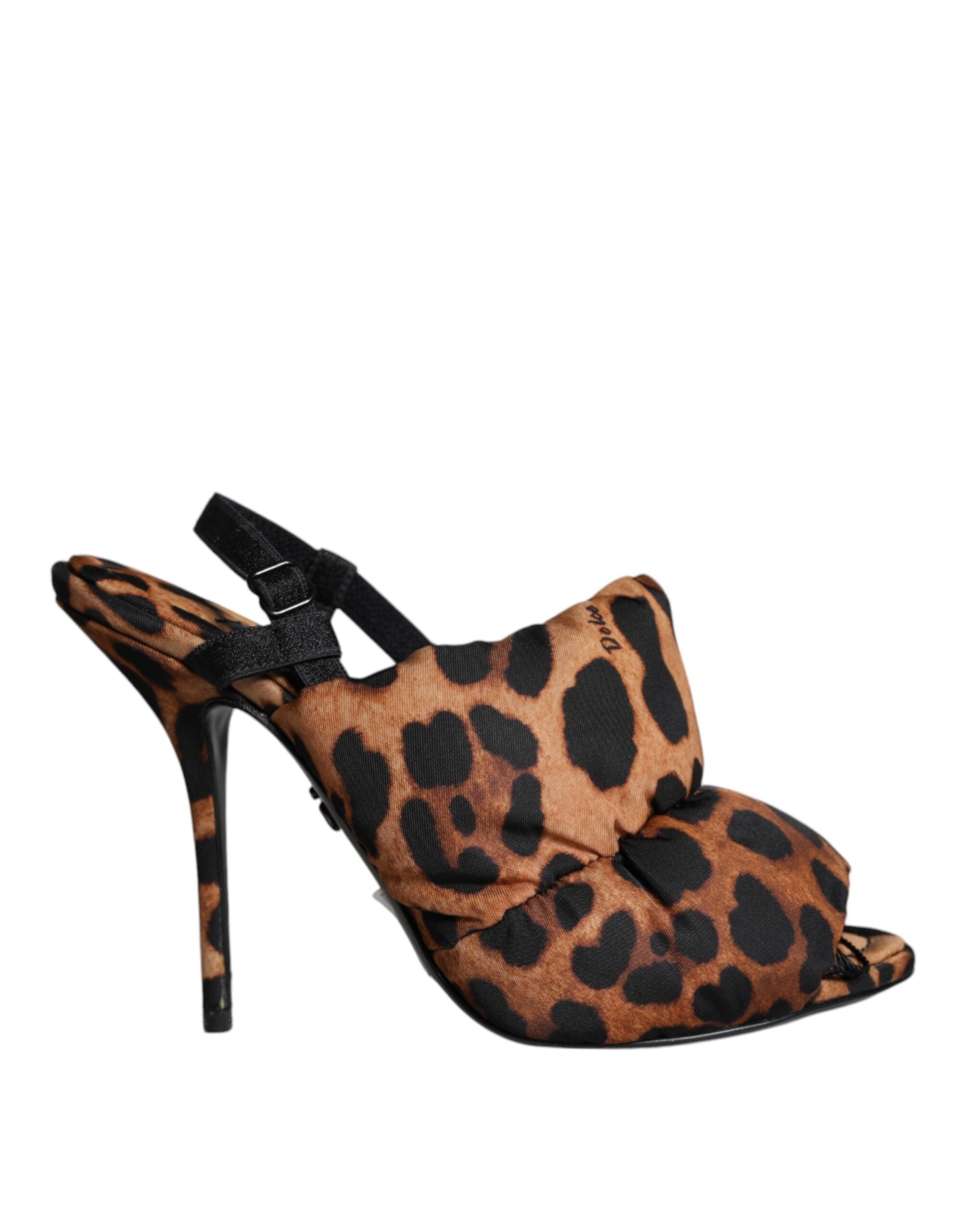 Brune leopardfargede Keira slingback-sandaler