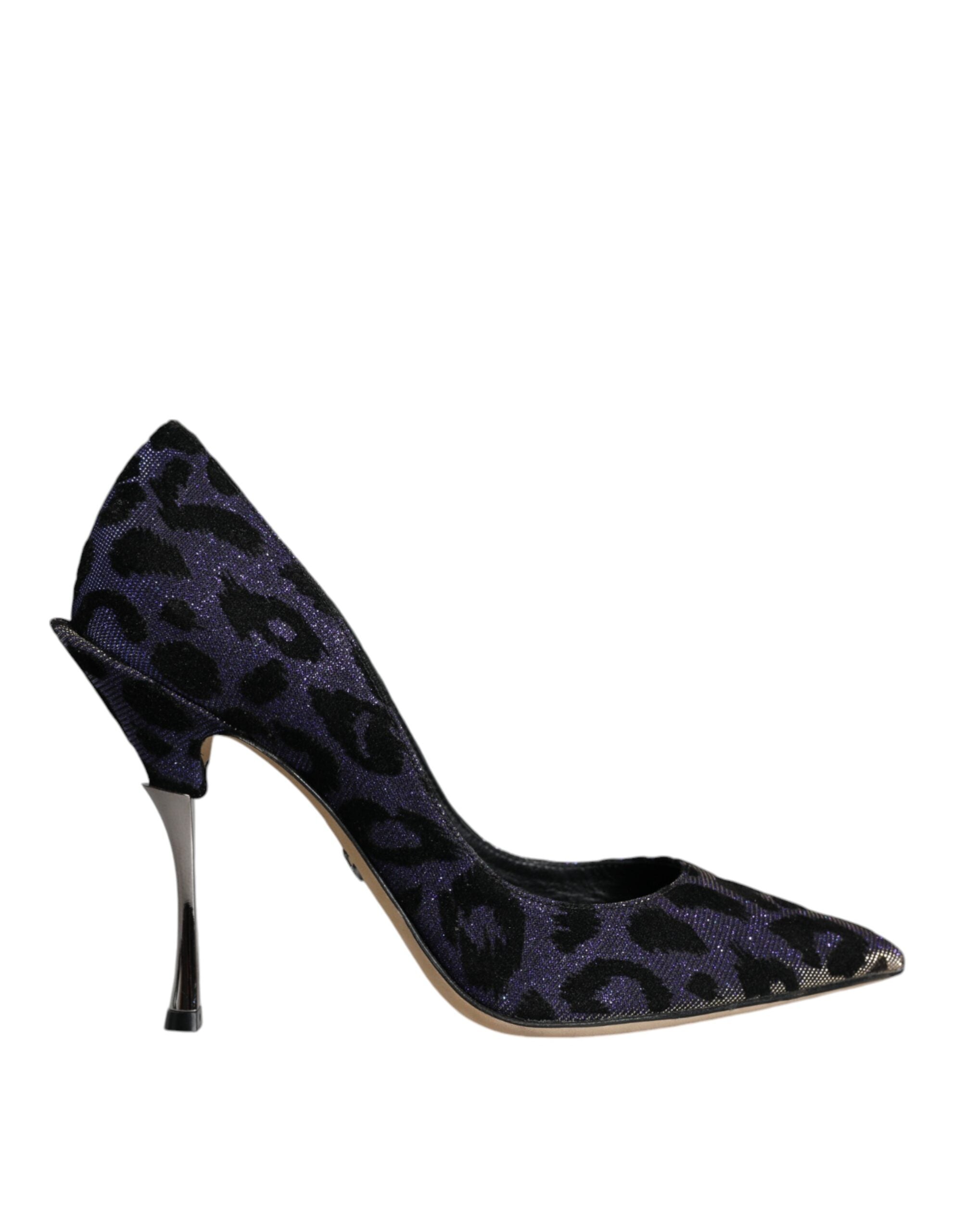 Violetta Leopardfärgade Lurex Högklackade Pumps Skor