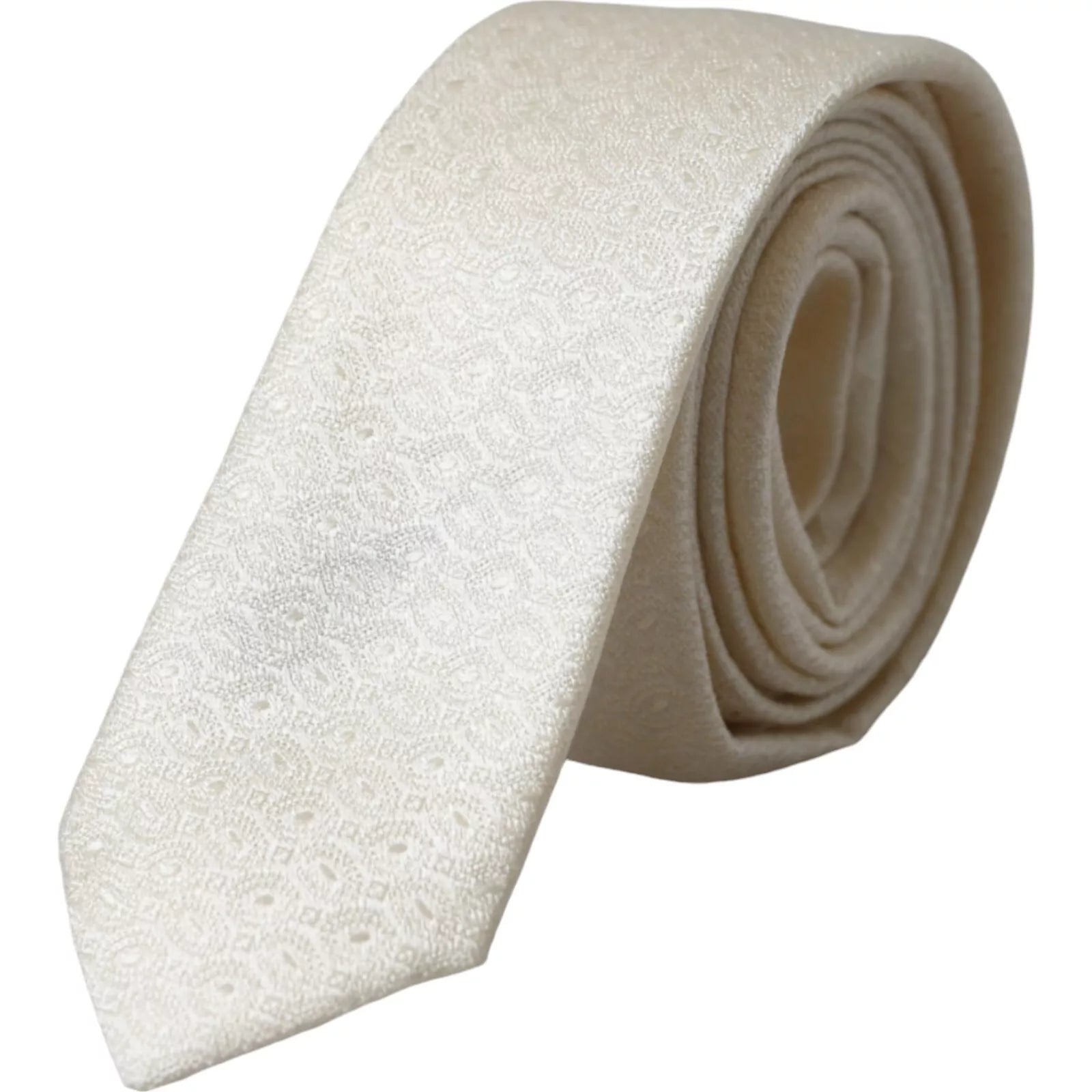 Mönstrad justerbar sidenslips i off-white