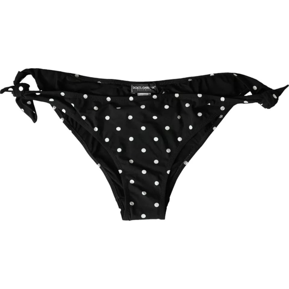 Svart prickig badkläder strandkläder bikini nederdel