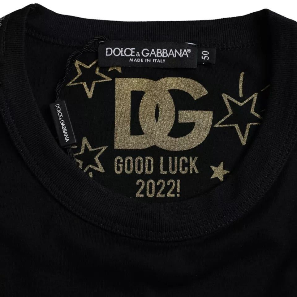 Dolce & Gabbana Svart bomulls-T-shirt med rund hals och korta ärmar för män