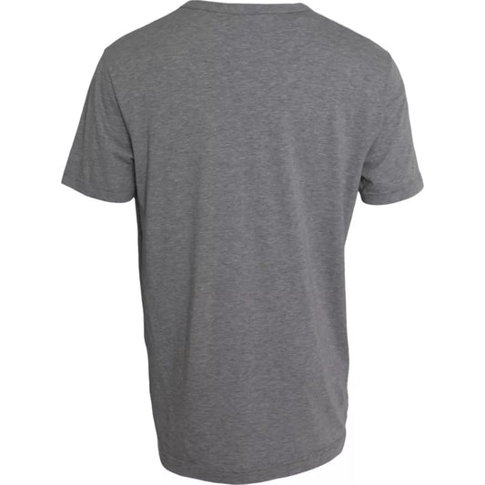 Dolce & Gabbana Grå Grafiskt Tryckt Bomulls-T-shirt Rund Halsad