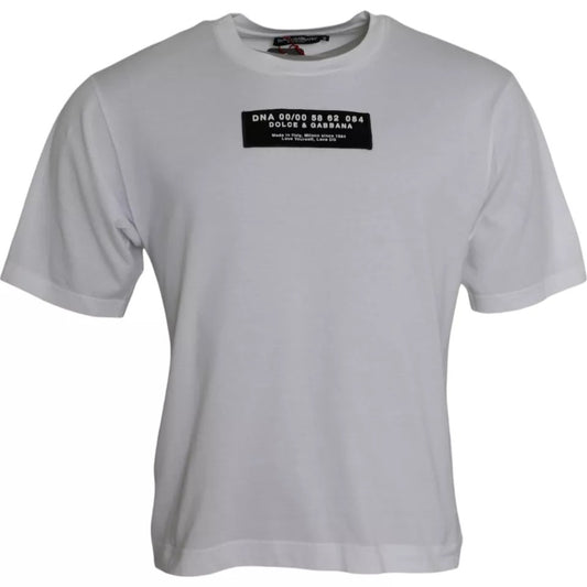 Dolce & Gabbana Vit Bomull DG Applikation Herr Casual T-shirt