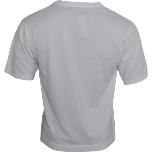 Dolce & Gabbana Vit Bomull DG Applikation Herr Casual T-shirt
