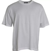 Dolce & Gabbana White Cotton Round Neck Short Sleeve T-shirt