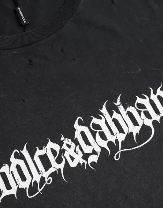 Dolce & Gabbana svart t-shirt med korta ärmar i bomull och grafiskt tryck
