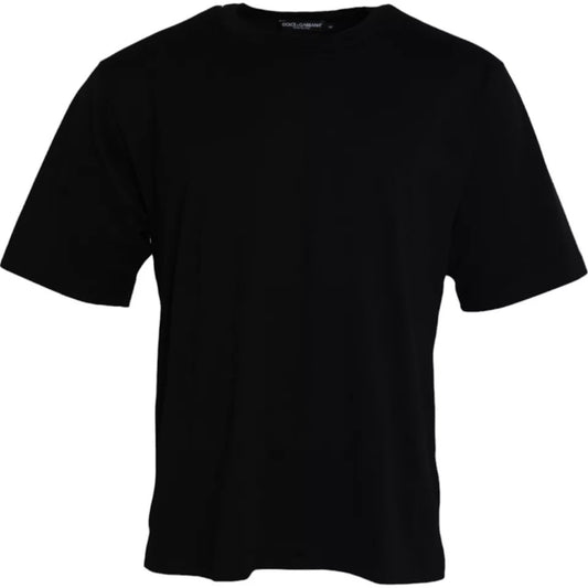 Dolce & Gabbana svart t-shirt med rund hals och präglad logotyp