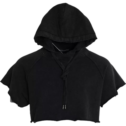Dolce & Gabbana Svart bomulls-t-shirt med korta ärmar och huva