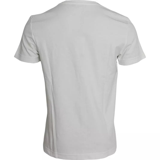 Dolce & Gabbana Vit Bandana Mönstrad Bomull Kortärmad Herr T-shirt