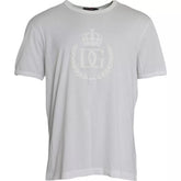 Dolce & Gabbana White Logo Embossed Cotton Crewneck T-shirt