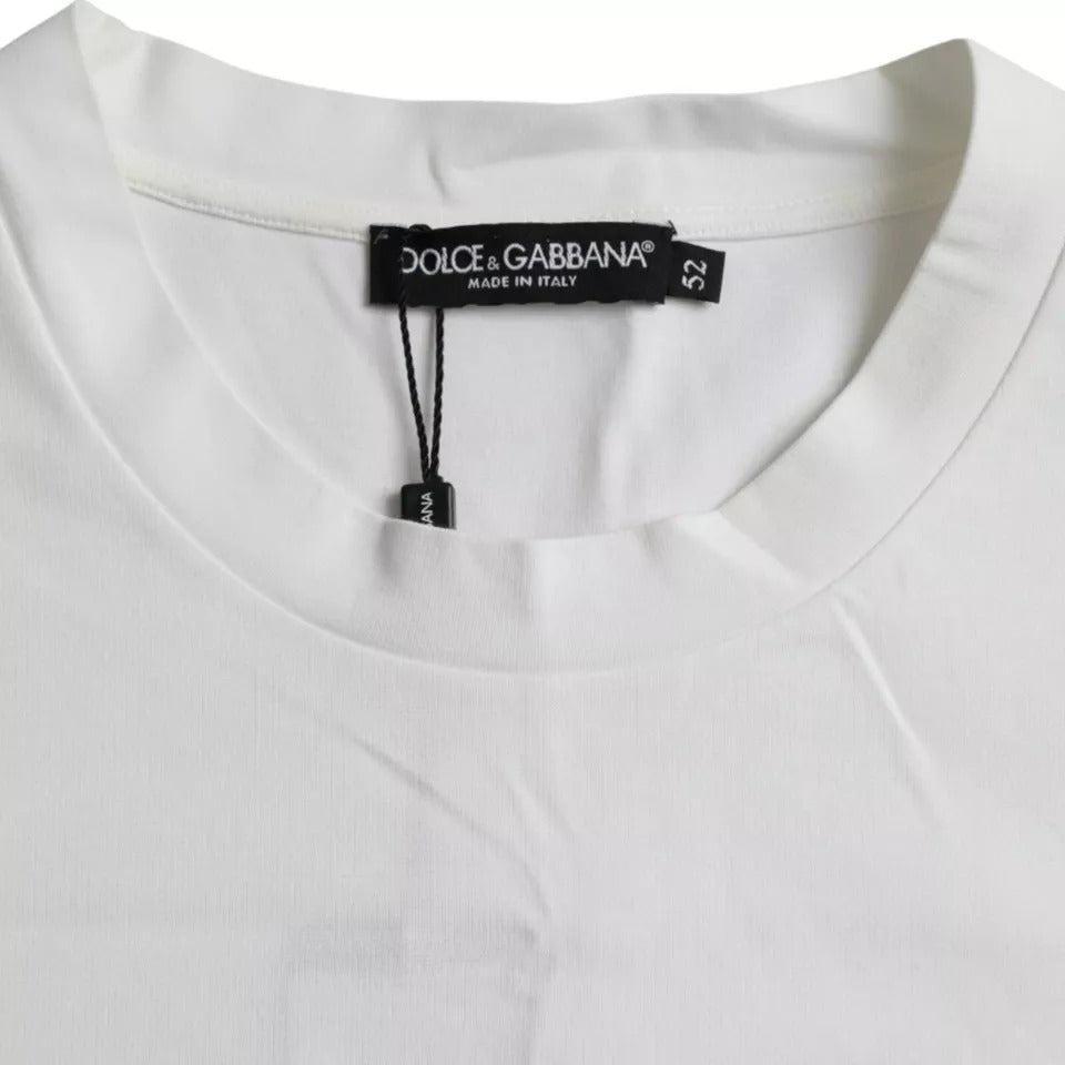 Dolce & Gabbana Vit Logotyp Rund Hals Kortärmad T-shirt