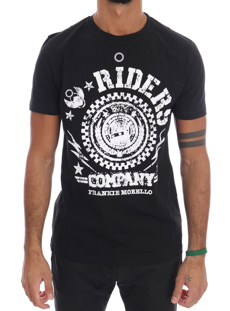 Frankie Morello svart bomull RIDERS rund hals t-shirt