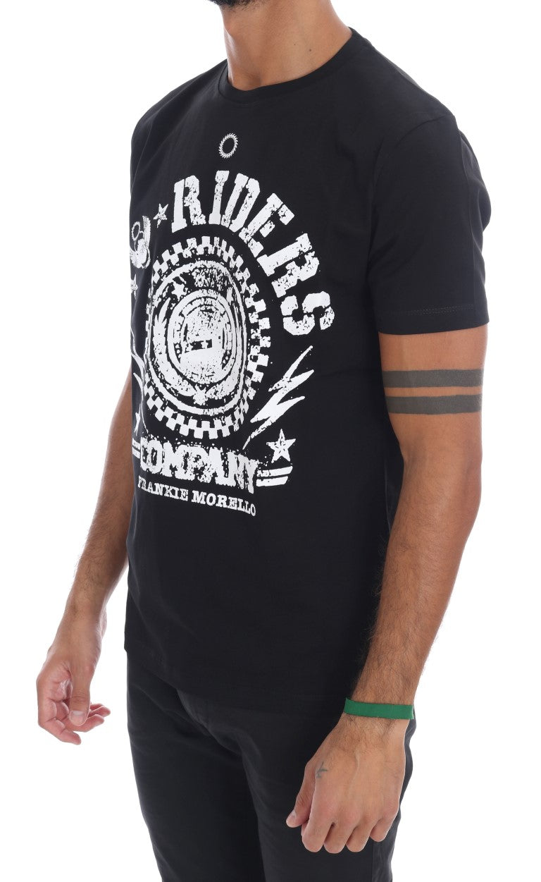 Frankie Morello svart bomull RIDERS rund hals t-shirt