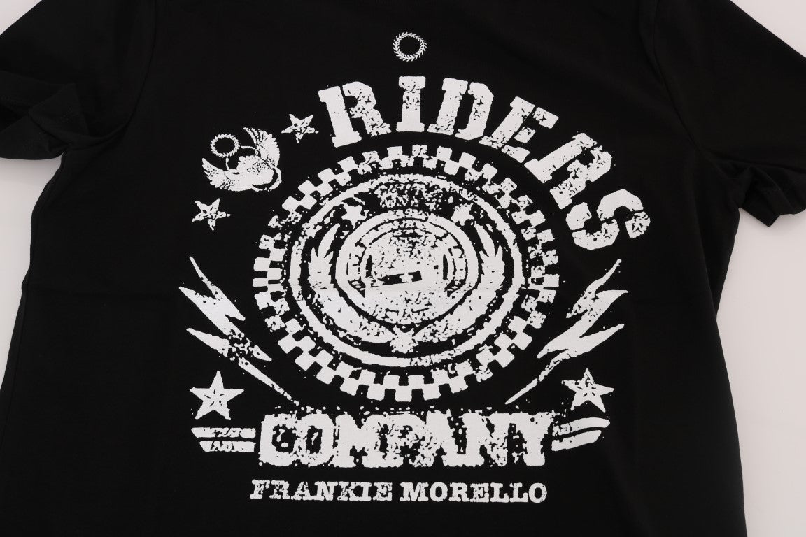 Frankie Morello svart bomull RIDERS rund hals t-shirt
