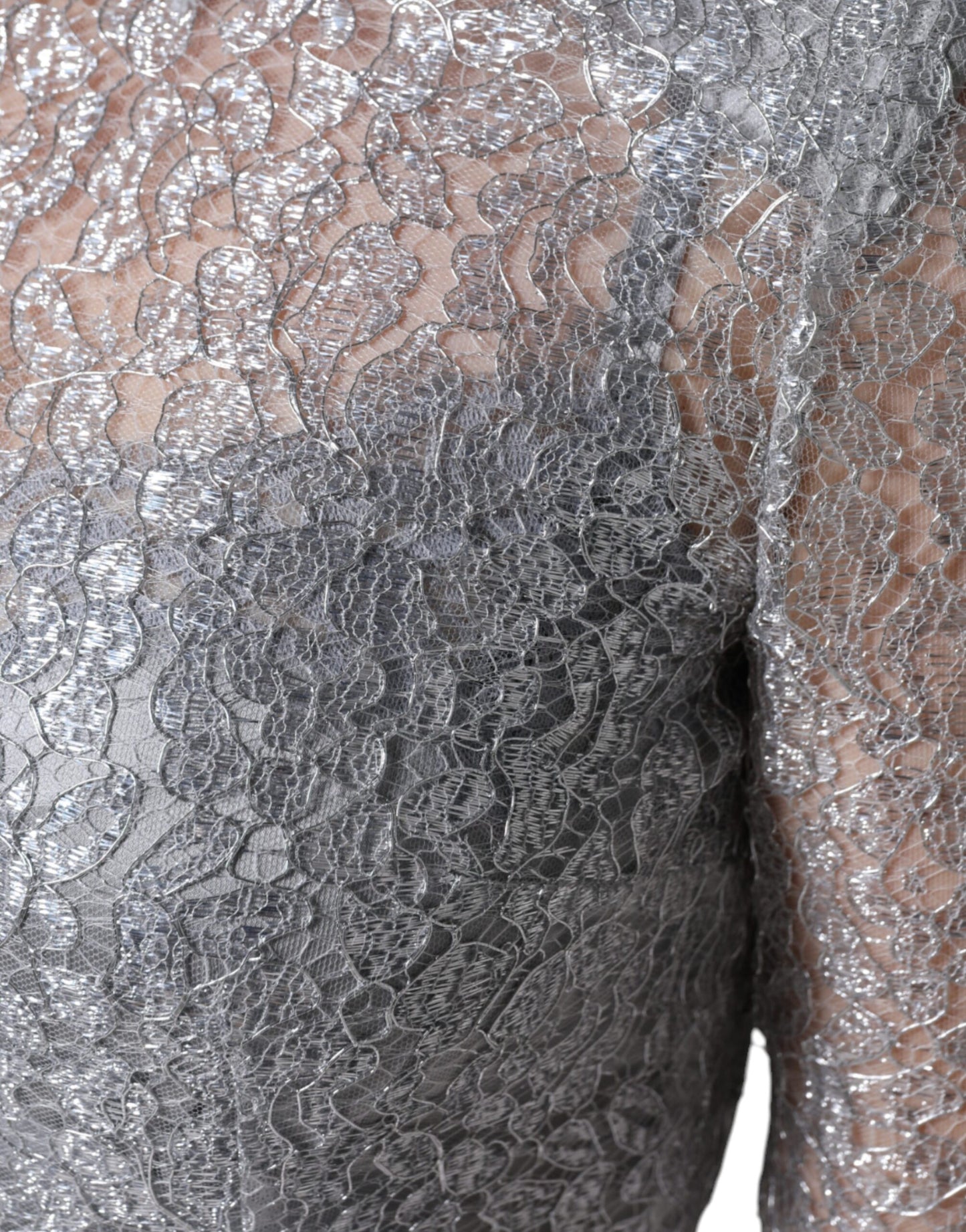 Dolce & Gabbana Sølvfarget Blomsterblonder Bodycon-midikjole